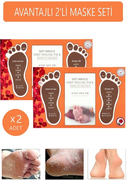 2'li Gül Ayak Soyucu Çorap Ölü Derileri Soyan Ayak Çorabı Peeling Maskesi - 2 Adet 2limjkoreangülayakmaske