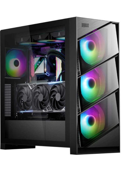 Air 4x ARGB USB 3.0 + Type C PSU Yok ATX Mid Tower Gaming Bilgisayar Kasası Siyah