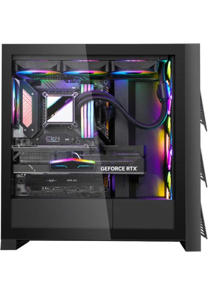 Air 4x ARGB USB 3.0 + Type C PSU Yok ATX Mid Tower Gaming Bilgisayar Kasası Siyah