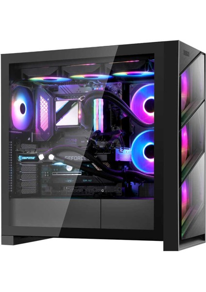 Air 4x ARGB USB 3.0 + Type C PSU Yok ATX Mid Tower Gaming Bilgisayar Kasası Siyah