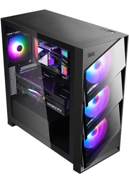Air 4x ARGB USB 3.0 + Type C PSU Yok ATX Mid Tower Gaming Bilgisayar Kasası Siyah
