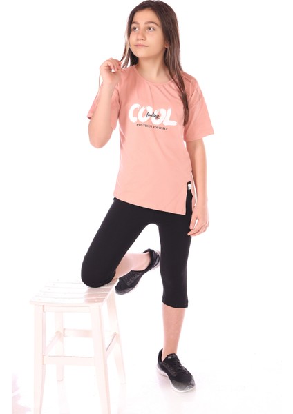 Toontoy Kız Çocuk Cool Baskılı Kaprili Takım