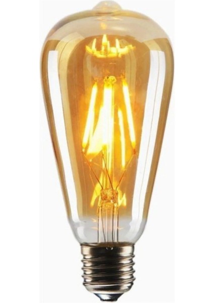 LED Lamp ST64 Flamanlı Rustik 4W LED Ampul 5'li Dekoratif Vintage Aydınlatma Amber Rengi