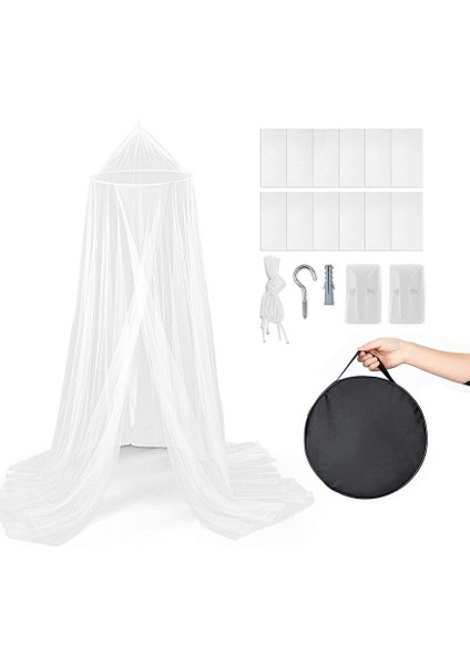 Cibinlik, Seyahat ve Kullanım Için Evrensel Beyaz Böcek Koruma Siperi, 12 Yapışkan Kancalı Komple Kit, Boyut 60×250×1250CM (Yurt Dışından)