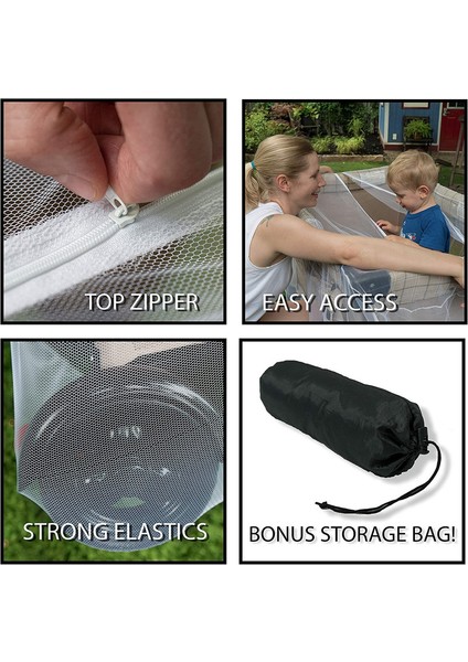 Pack N Play Seyahat Karyolaları Için Fermuarlı Cibinlik - Beşiklere, Pusetlere ve Çocuk Parklarına Uyar - Evrensel Boyut, Elastikli Taşınabilir ve Dayanıklı Örgü Ağ (Yurt Dışından) modelleri