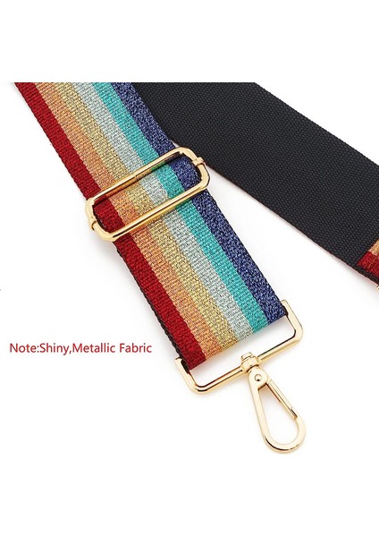 Geniş Omuz Askısı Ayarlanabilir Yedek Kemer Crossbody Kanvas Çanta (Renkli Gökkuşağı Altın Toka) (Yurt Dışından) fırsatları