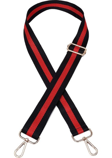 Geniş Omuz Askısı Ayarlanabilir Yedek Kemer Crossbody Kanvas Çanta（siyah ve Kırmızı ÇIZGILI）78-140CM (Yurt Dışından)