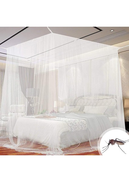 Kare Yatak Cibinlik, Polyester Gölgelik Yataklar, Çift Kişilik Yatak ve Tek Kişilik Yatak Için Cibinlik Kurulum Aletli, Etkili Sivrisinek Koruması, Beyaz (2 * 2 * 1.8m) (Yurt Dışından)