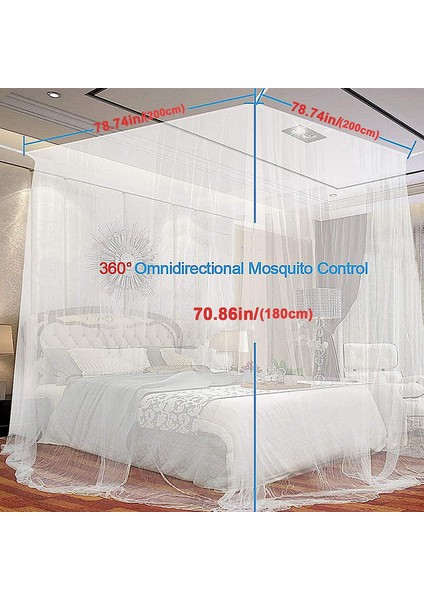 Kare Yatak Cibinlik, Polyester Gölgelik Yataklar, Çift Kişilik Yatak ve Tek Kişilik Yatak Için Cibinlik Kurulum Aletli, Etkili Sivrisinek Koruması, Beyaz (2 * 2 * 1.8m) (Yurt Dışından) fiyatları