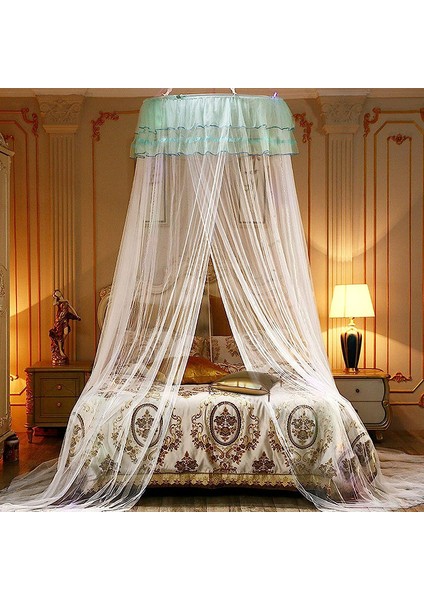 Yuvarlak Çift Kişilik Dantel Prenses Gölgelik, Çift Kişilik Yatak Için Büyük Kubbe Cibinlik, Deliksiz (Beyaz) (Yurt Dışından)