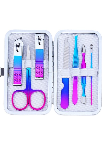 Tırnak Makası Seti Profesyonel Bakım Seti 7'si 1 Arada Profesyonel Kişisel Tırnak Bakım Seti, Gökkuşağı (Yurt Dışından)