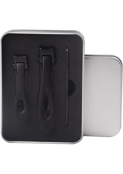 3 Parça Erkek ve Kadın Tırnak Makası Pedikür Seti Paslanmaz Çelik Taşınabilir Tırnak Sanat Seti, Siyah (Yurt Dışından)