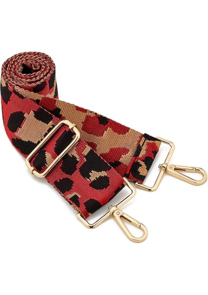 Geniş Omuz Askısı Ayarlanabilir Yedek Kemer Çapraz Kanvas Çanta（kırmızı Leopar Baskıaltın Toka） (Yurt Dışından)