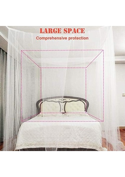 Yatak Sineklik, Gölgelik - Dört Kapılı Sineklik, Çoğu Yatak Boyutuna Uyar - Beyaz (Yurt Dışından) fiyatları