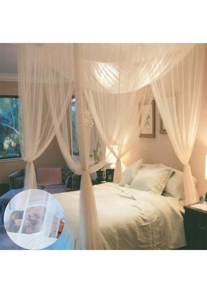 Yatak Sineklik, Gölgelik - Dört Kapılı Sineklik, Çoğu Yatak Boyutuna Uyar - Beyaz (Yurt Dışından) indirimleri