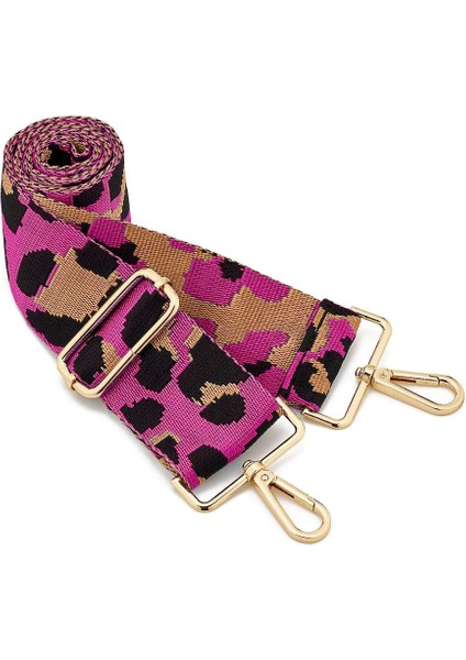 Geniş Omuz Askısı Ayarlanabilir Yedek Kemer Çapraz Kanvas Çanta（gül Leopar Desenlialtın Toka (Yurt Dışından)