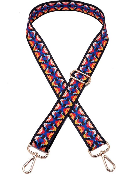 Geniş Omuz Askısı Ayarlanabilir Yedek Kemer Crossbody Kanvas Çanta (Siyah Dantel Altın Toka) (Yurt Dışından)