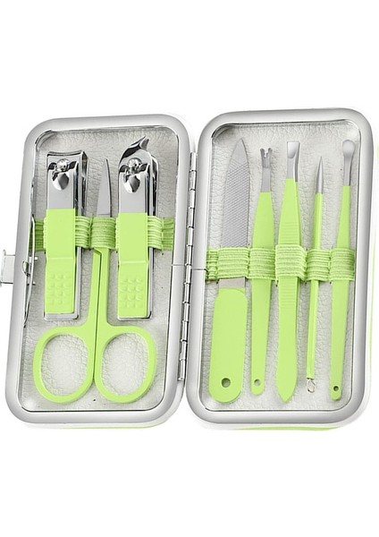 Tırnak Makası Seti Erkek Kadın Bakım Seti 8'i 1 Arada Paslanmaz Çelik Tırnak Bakım Aletleri, Yeşil (Yurt Dışından)