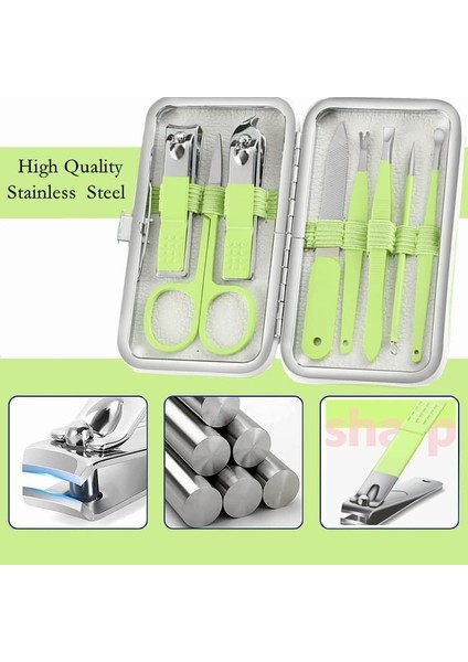 Tırnak Makası Seti Erkek Kadın Bakım Seti 8'i 1 Arada Paslanmaz Çelik Tırnak Bakım Aletleri, Yeşil (Yurt Dışından) fiyatları