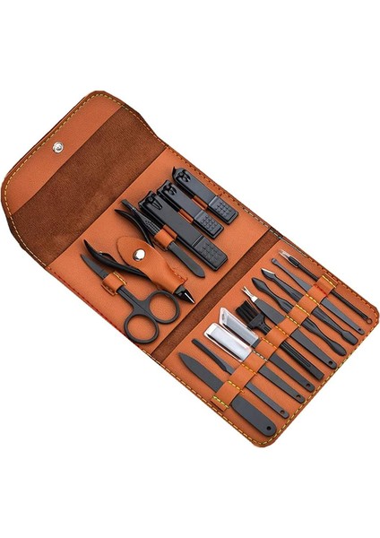 16 Adet Kişisel Bakım Tırnak Makası Seti Paslanmaz Çelik Profesyonel Pedikür Bakım Seti (Kahverengi) (Yurt Dışından)