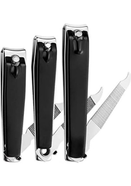 3'lü Keskin Paslanmaz Çelik Tırnak Makası Seti, Tırnak Törpüsü ile (Büyük+Orta+Küçük) (Yurt Dışından)