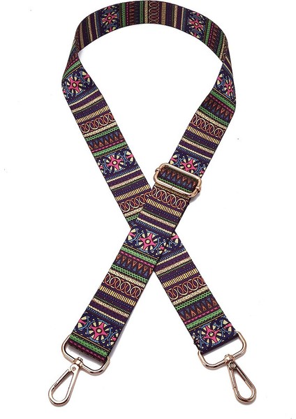 Geniş Omuz Askısı Ayarlanabilir Yedek Kemer Crossbody Kanvas Çanta (Etnik Tarz Altın Toka) (Yurt Dışından)