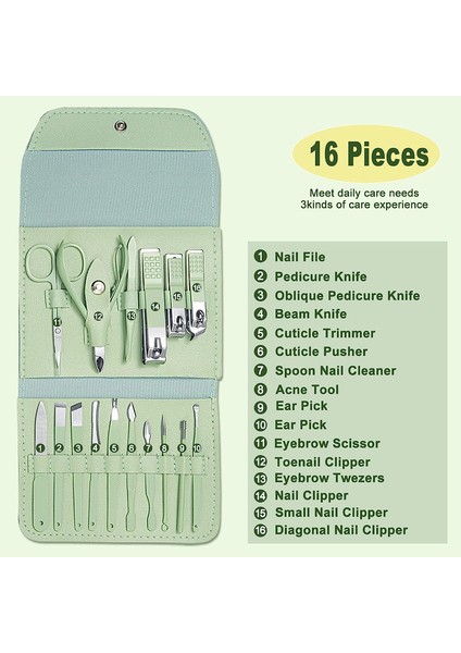 16'sı 1 Arada Manikür Seti, Pedikür ve Manikür Için Profesyonel Tırnak Seti, Üst Düzey Katlanır Çanta ile (Yurt Dışından) modelleri