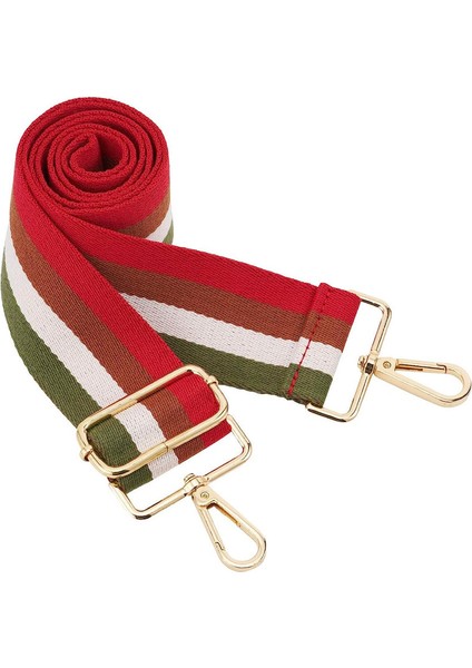 Geniş Omuz Askısı Ayarlanabilir Yedek Kemer Çapraz Kanvas Çanta（kırmızı, Kahverengi ve Yeşil Çizgili） (Yurt Dışından)