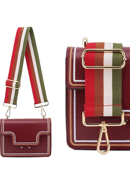 Geniş Omuz Askısı Ayarlanabilir Yedek Kemer Çapraz Kanvas Çanta（kırmızı, Kahverengi ve Yeşil Çizgili） (Yurt Dışından) fırsatları