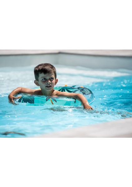 Nabaiji Çocuk Şişirilebilir Yüzme Simidi - 65 Cm - 6 / 9 Yaş - "Palmiye" Baskılı