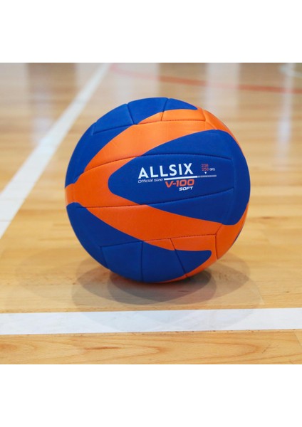 ALLSIX Voleybol Topu - Mavi / Turuncu - 230/250 G - 10/14 Yaş - V100 SOFT 230