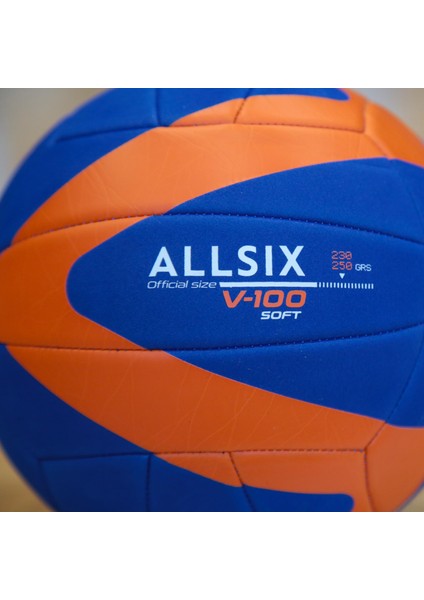 ALLSIX Voleybol Topu - Mavi / Turuncu - 230/250 G - 10/14 Yaş - V100 SOFT 230