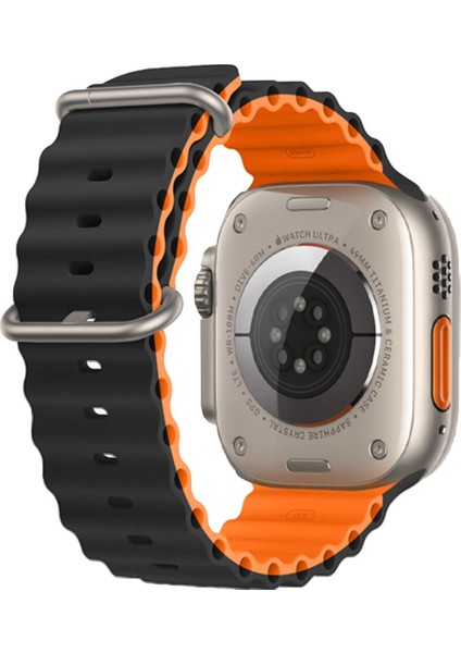 Apple Watch 42-44-45-49MM Krd-28 Ocean Çift Renkli Siyah Kordon