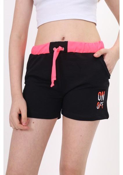 Toontoy Kız Çocuk Nakış Işlemeli Beli Lastikli Cepli Şort