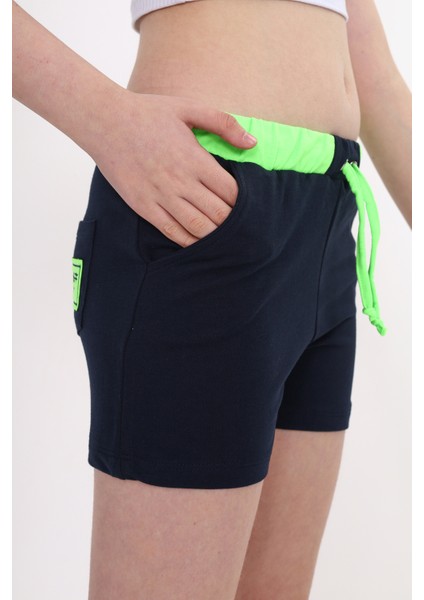 Toontoy Kız Çocuk Nakış Işlemeli Beli Lastikli Cepli Şort modelleri