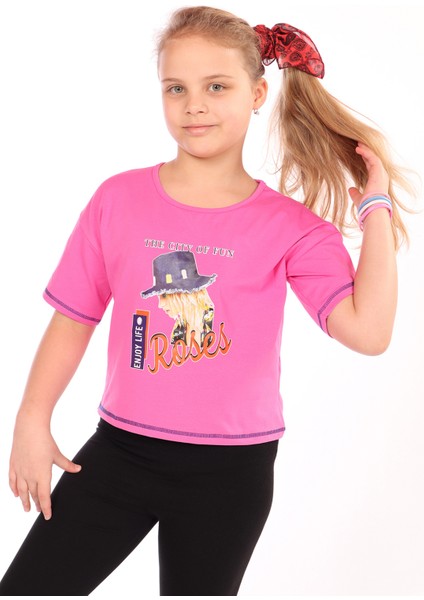 Kız Çocuk Roses Yazı Baskılı Tişört