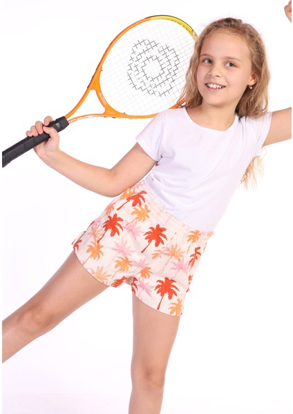 Toontoy Kız Çocuk Komple Palmiye Desenli Şort