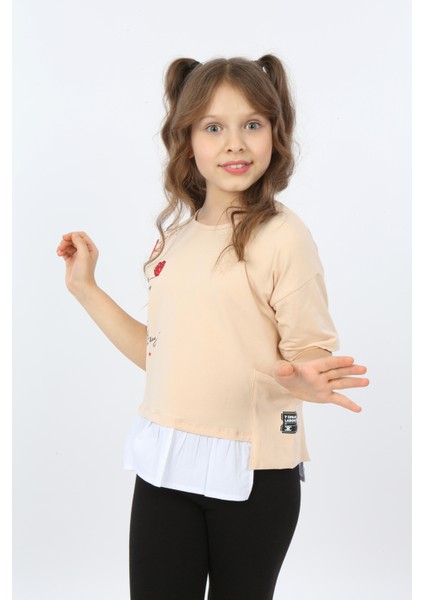 Kız Çocuk Cool And Fancy Yazılı Kalp Baskılı Tişört fırsatları