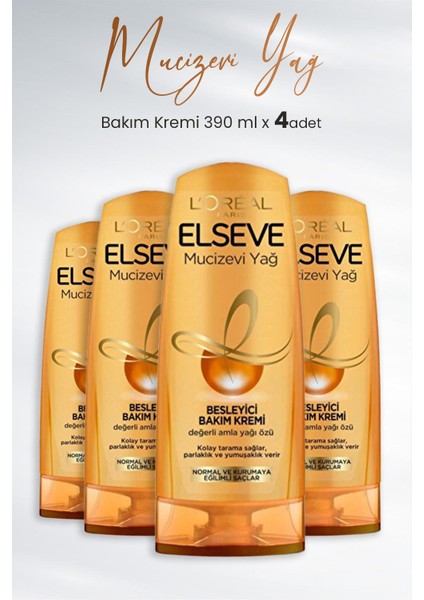 Mucizevi Yağ Besleyici Bakım Kremi Amla Yağı 390 ml x 4 Adet