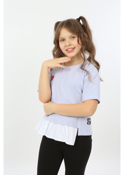 Kız Çocuk Cool And Fancy Yazılı Kalp Baskılı Tişört modelleri