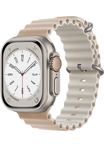 Apple Watch 42-44-45-49MM Krd-28 Ocean Çift Renkli Krem Kordon fiyatları