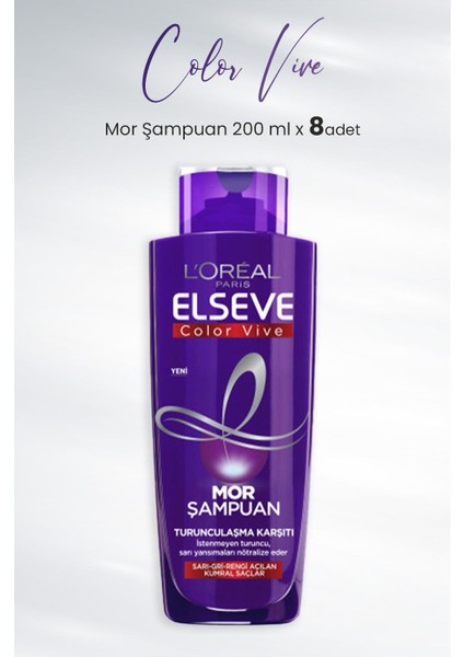 Color Vive Mor Şampuan Turunculaşma Karşıtı 200 ml x 8 Adet