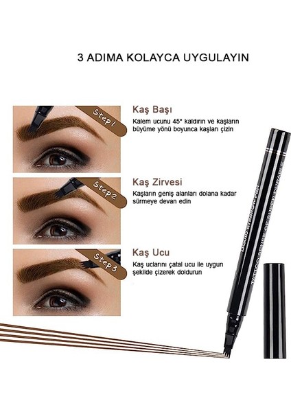 Microblading Kalıcı Likit Kaş Kalemi Çatal Uçlu Ortakahve 1,6 ml modelleri