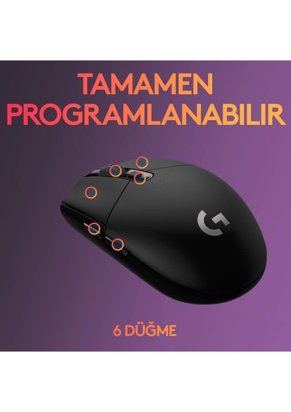 G305 Siyah Kablosuz Gaming Mouse ve Oem Mouse Pad 40X30 cm