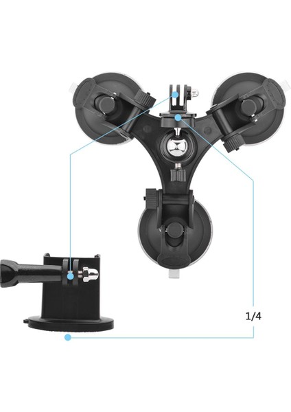 Top Kafalı 3 Bardak Kamera Için Vantuz Tutucu + 1/4 Inç (Yurt Dışından)