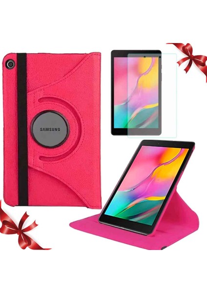 Samsung Galaxy Tab T290 8 Inç Döner Standlı Tablet Kılıfı ve Cam Koruma Seti