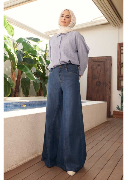 1162-DENIM Pantolon Etek Koyu Mavi