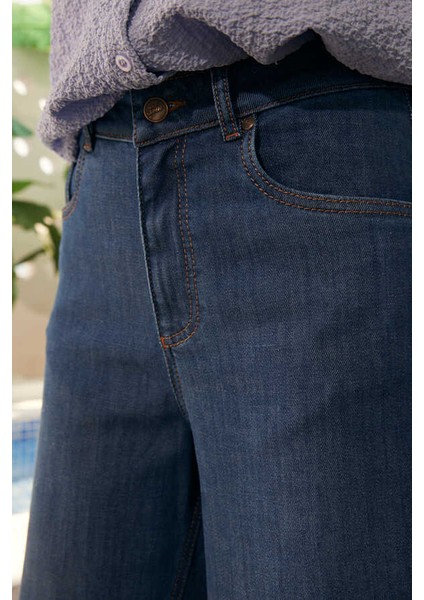 1162-DENIM Pantolon Etek Koyu Mavi fırsatları