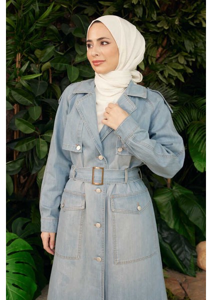 6625-REGLAN Kollu Trençkot Mavi fırsatları