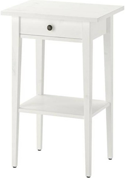 Çekmeceli Komodin, Beyaz Renk 46X35X70 cm Masif Ahşap Mobilya